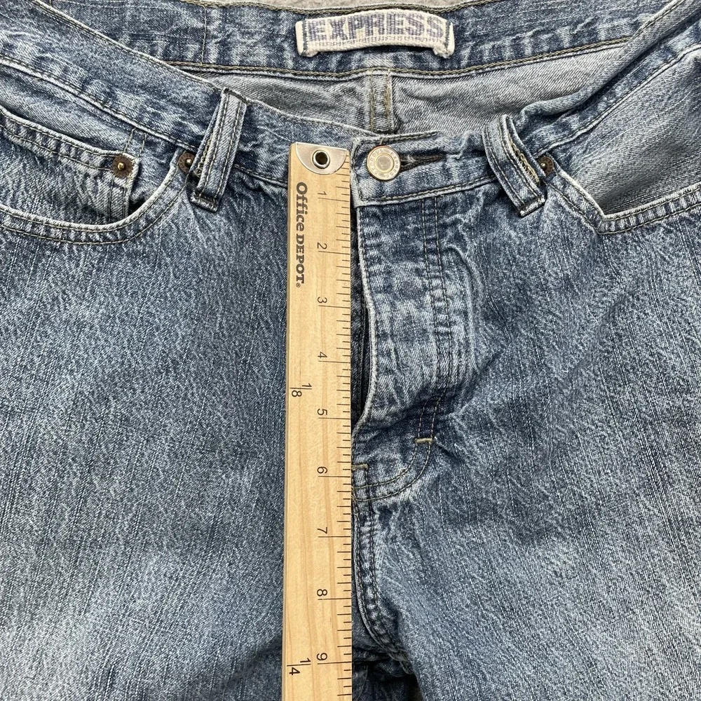 Express Jean Shorts Womens 32x4* Denim Y2K‎ Western Rodeo ButtonFly Cowboy 90s